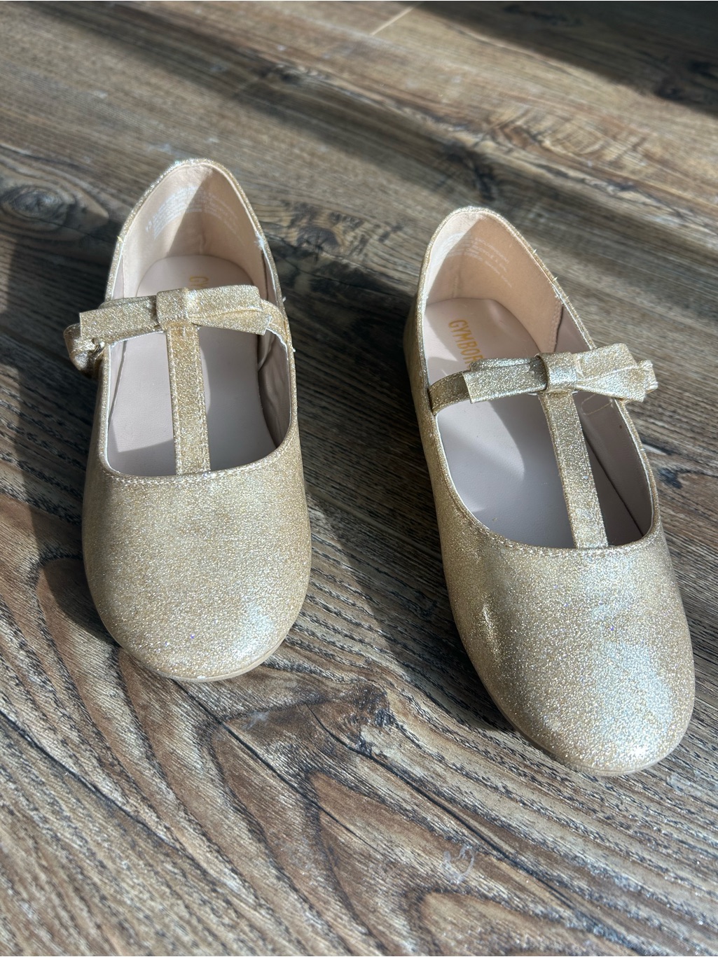 Gymboree Girls' Gold Glitter Tstrap Mary Janes With Bow